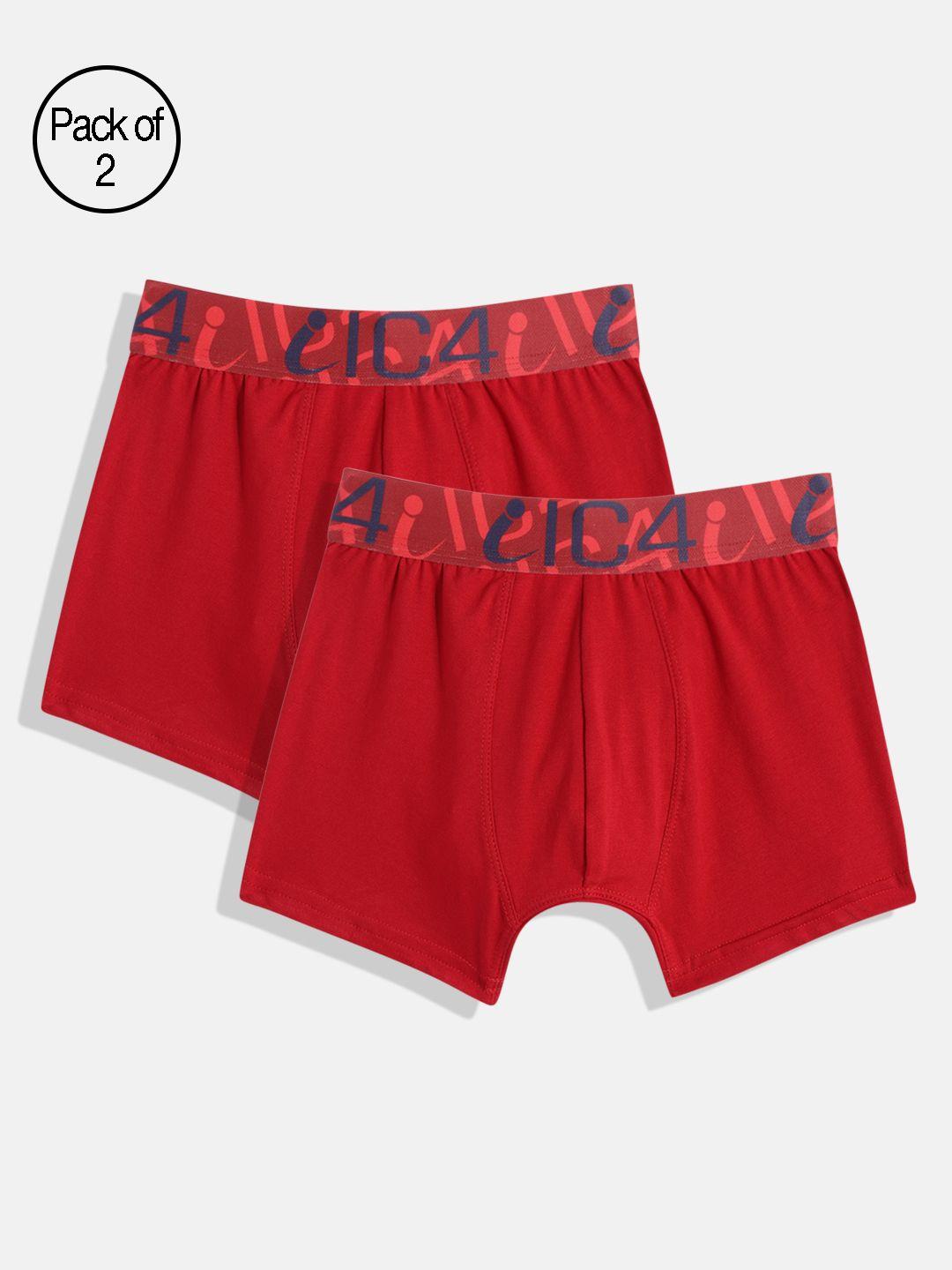 ic4 boys pack of 2 red solid trunks
