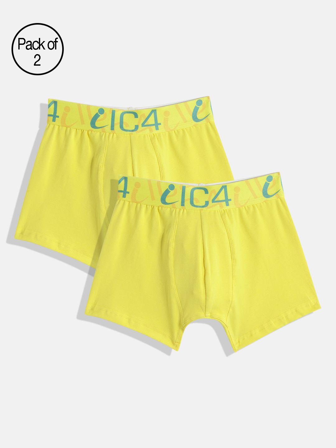 ic4 boys pack of 2 yellow solid trunks