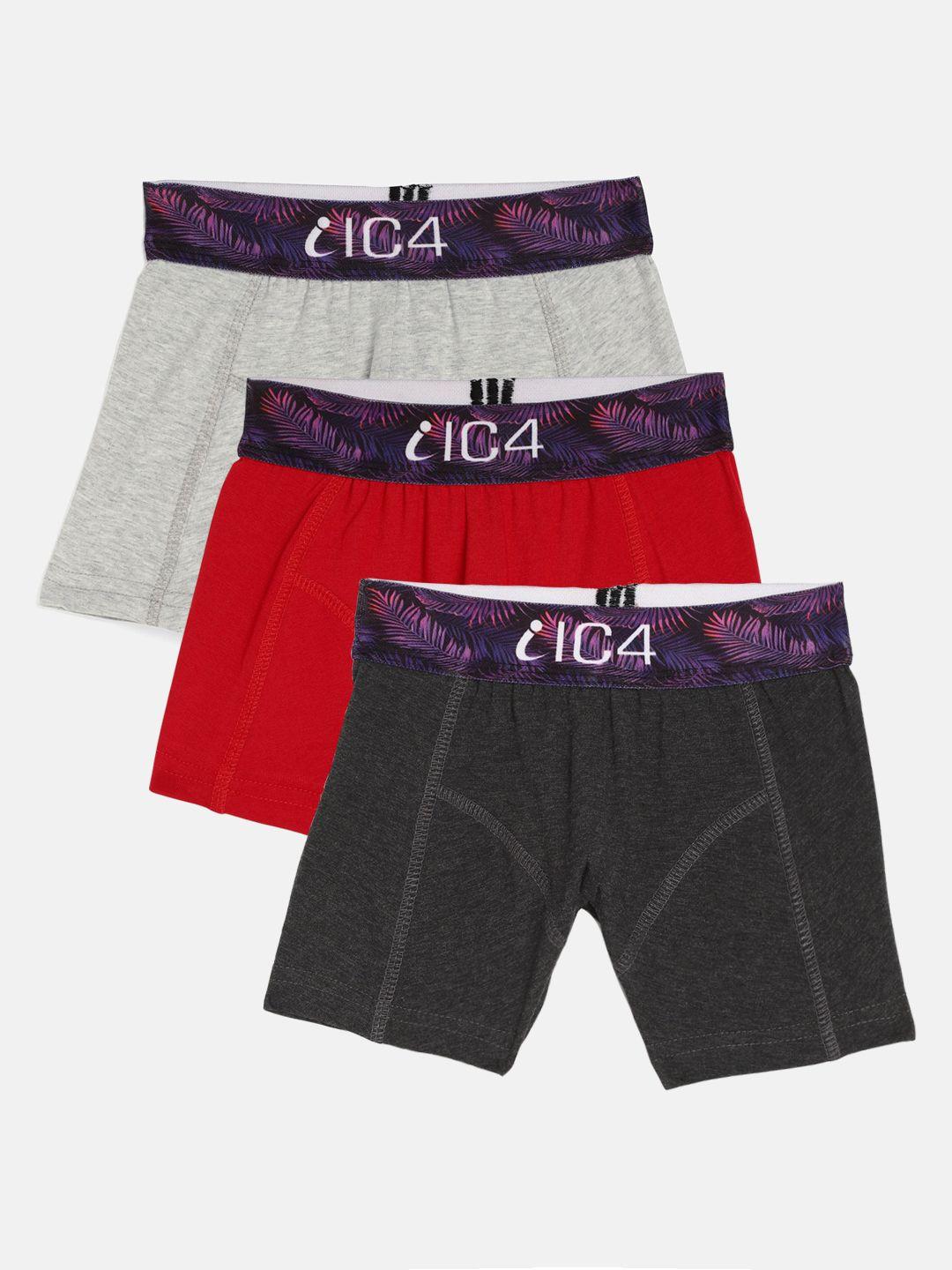 ic4 boys pack of 3 solid trunks 0c-g-r-2002p3