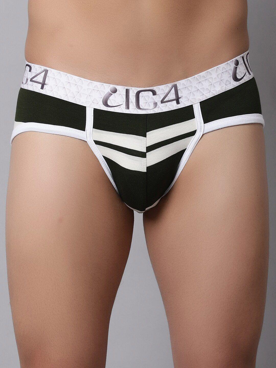 ic4 men striped mid rise outer elastic basic briefs