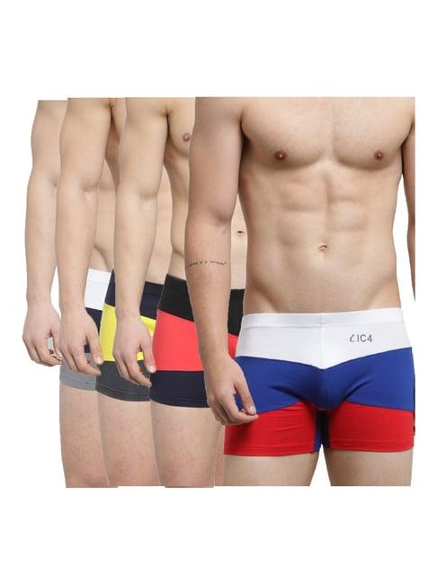 ic4 multicolor self design trunks - pack of 4