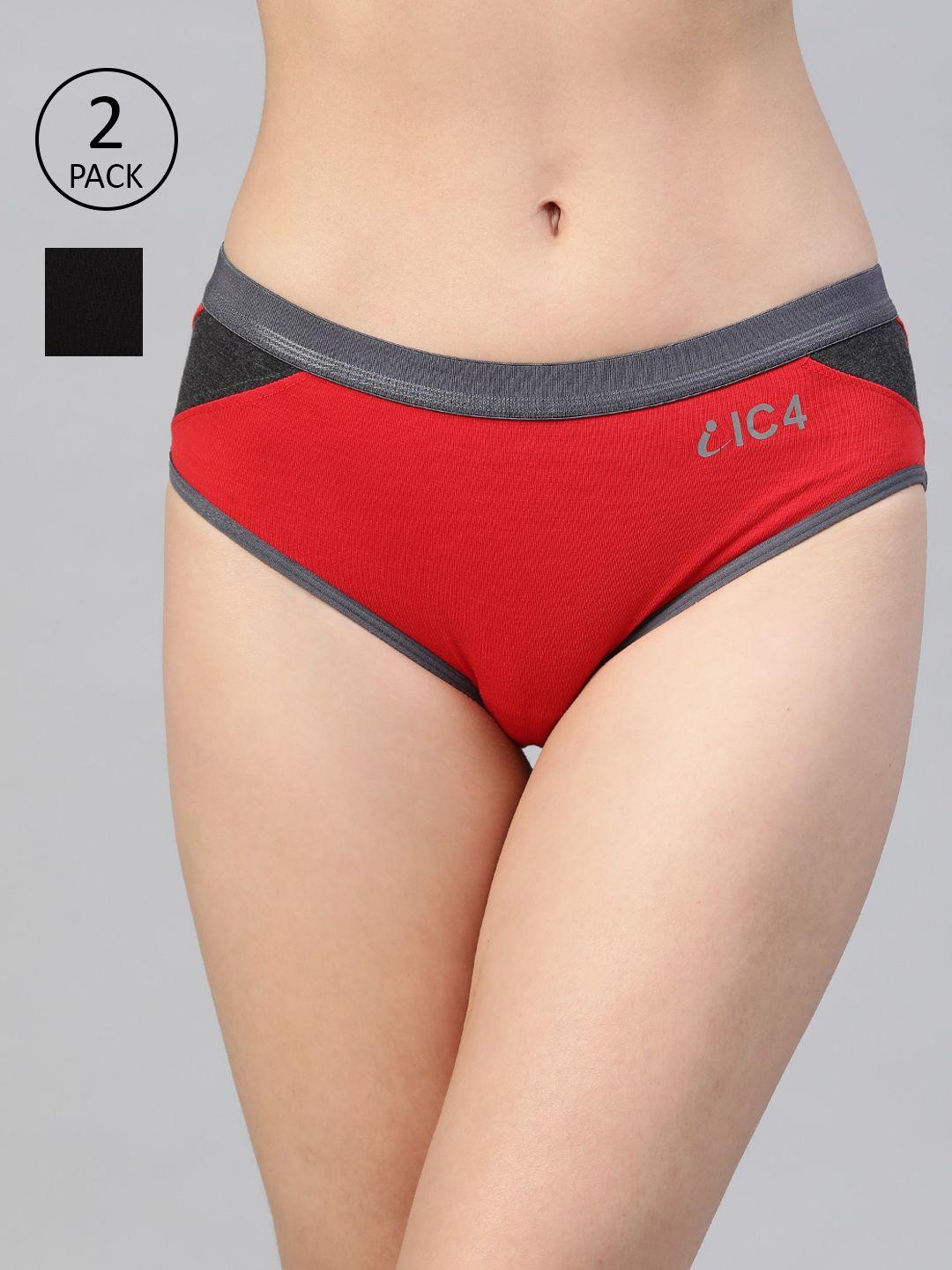 ic4 women pack of 2 solid hipster briefs 0b-r-1006p2