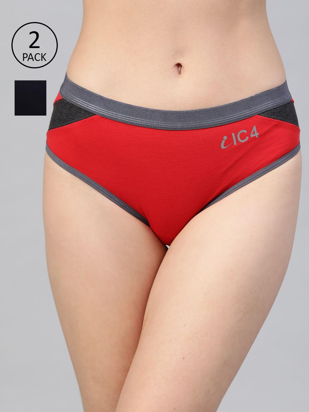 ic4 women pack of 2 solid hipster briefs 0n-r-1006p2