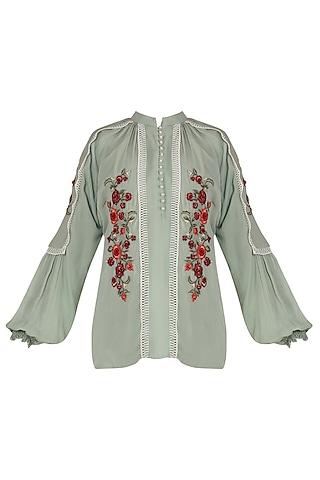 ice blue embroidered top
