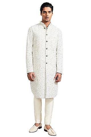 ice blue deconstructed jacket with kurta