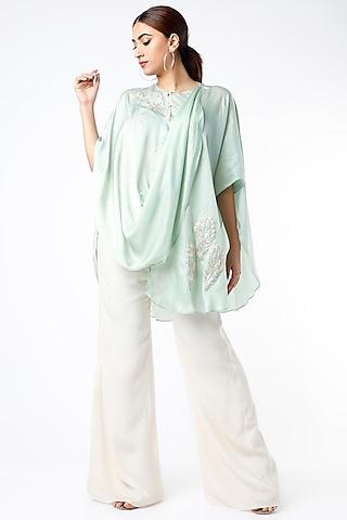 ice blue draped tunic