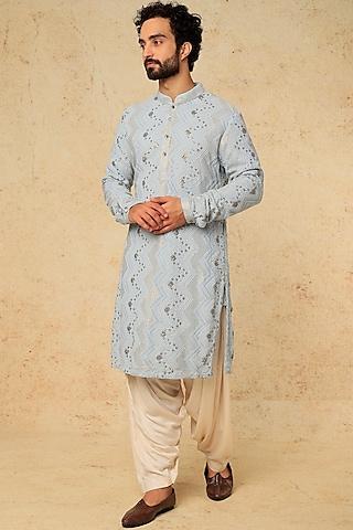 ice blue embellished kurta set