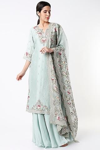 ice blue embellished kurta set