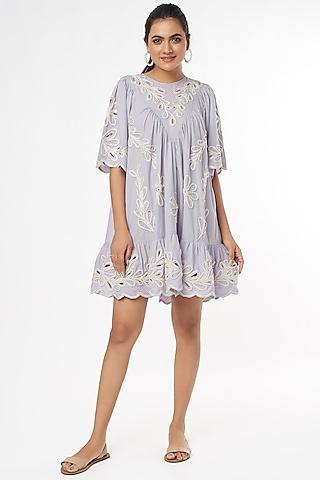 ice blue embroidered dress