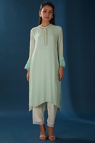 ice blue embroidered kurta set