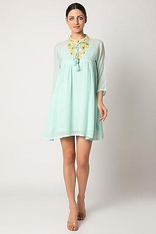 ice blue embroidered tunic set
