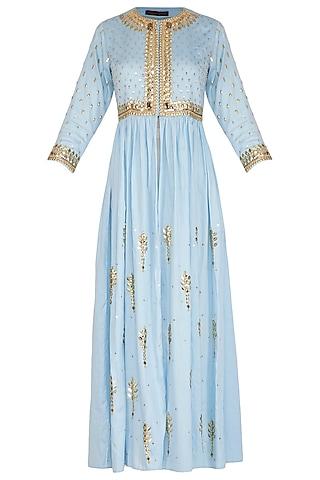 ice blue hand embroidered tunic