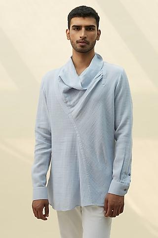 ice blue handloom khadi tunic shirt