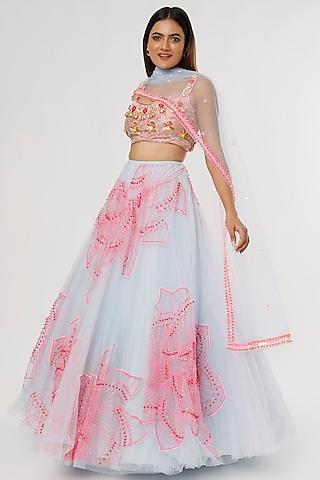 ice blue tulle lehenga set