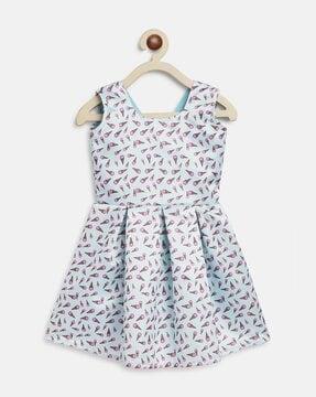 ice-cream print round-neck a-line dress