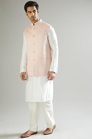 ice pink embroidered nehru jacket