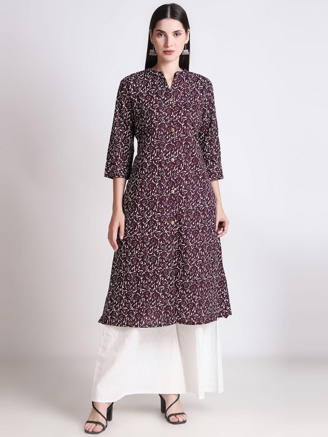ichaa ethnic motifs printed a-line cotton kurta