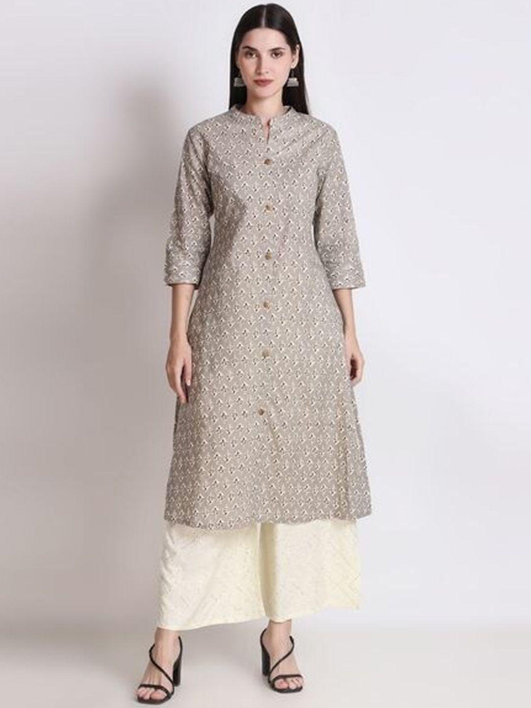 ichaa women grey floral printed kurta