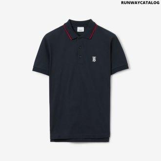 icon stripe placket cotton piqué polo shirt navy