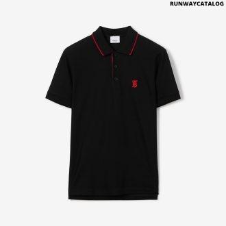 icon stripe placket cotton piqué polo shirt