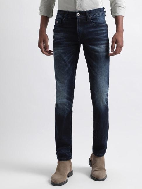 iconic blue cotton slim fit jeans