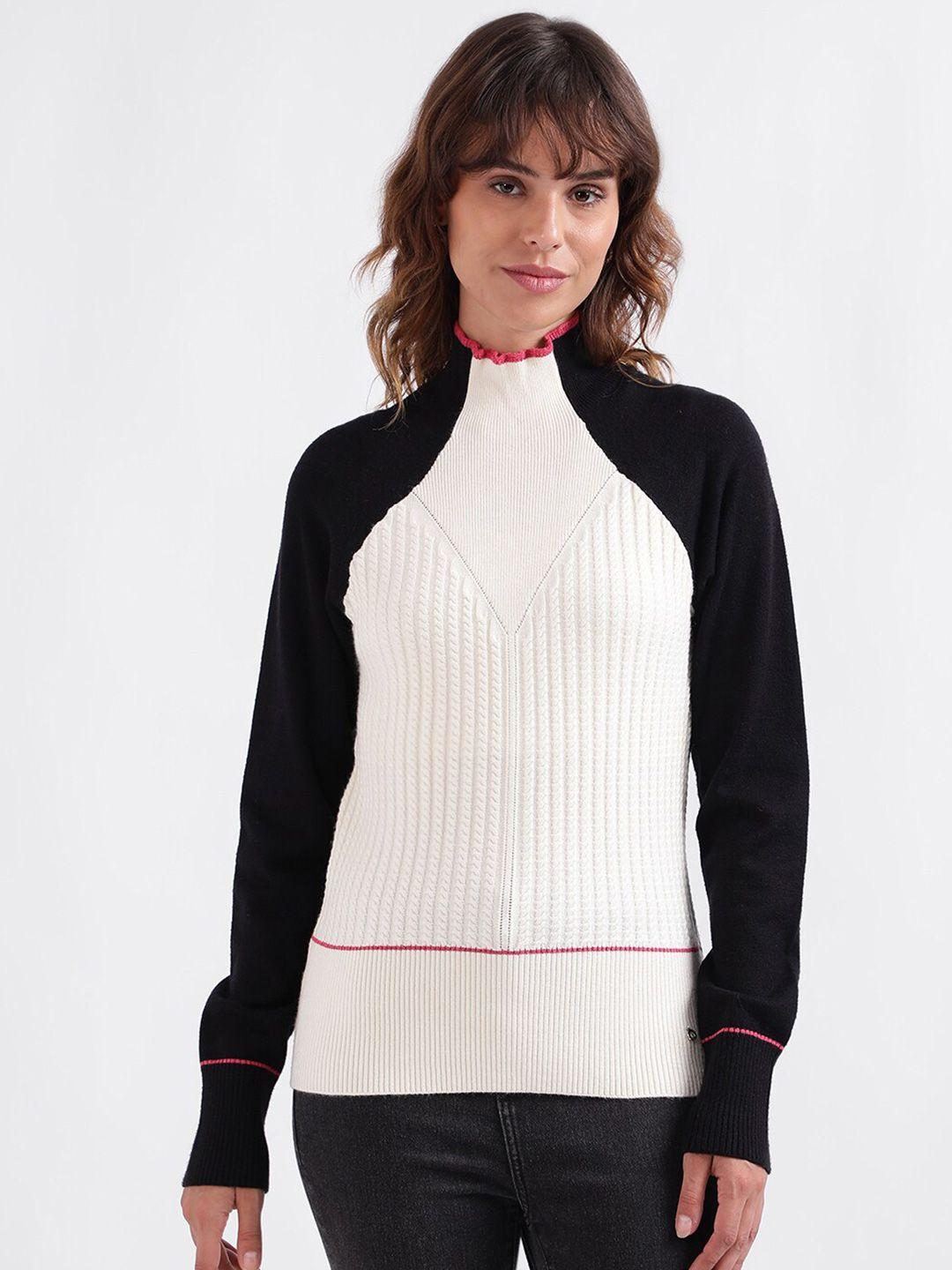 iconic colourblocked high neck pullover