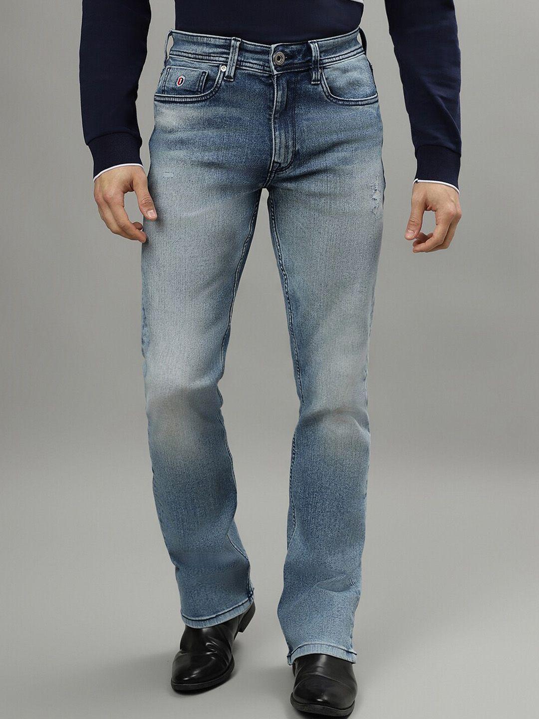 iconic men washed bootcut clean look heavy fade stretchable jeans