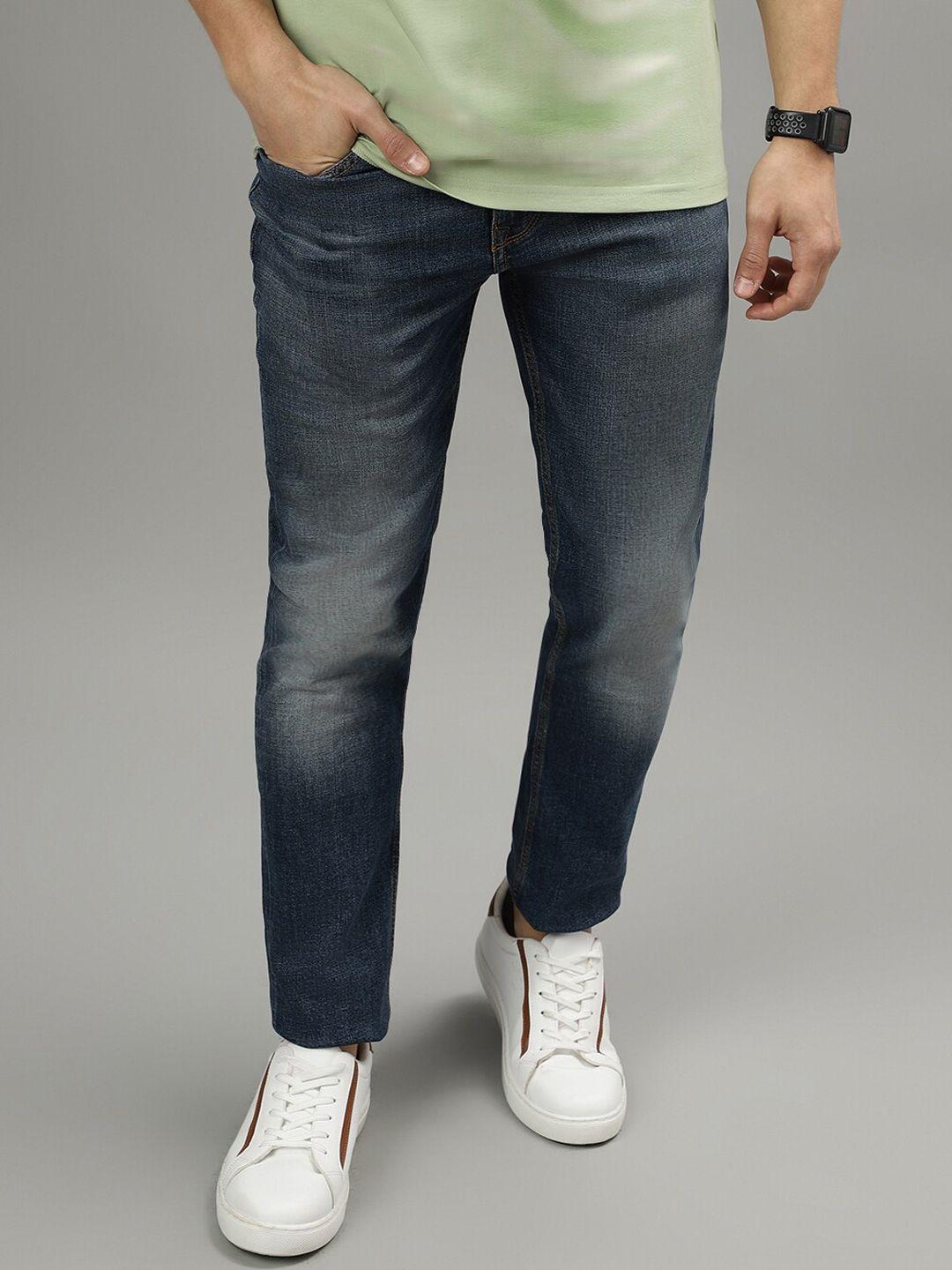 iconic men washed tapered fit heavy fade clean look stretchable jeans