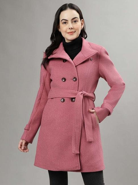 iconic pink regular fit coat