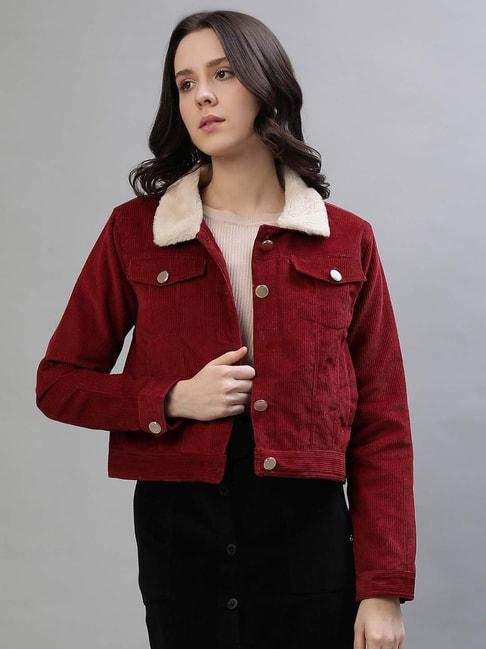 iconic red regular fit jacket
