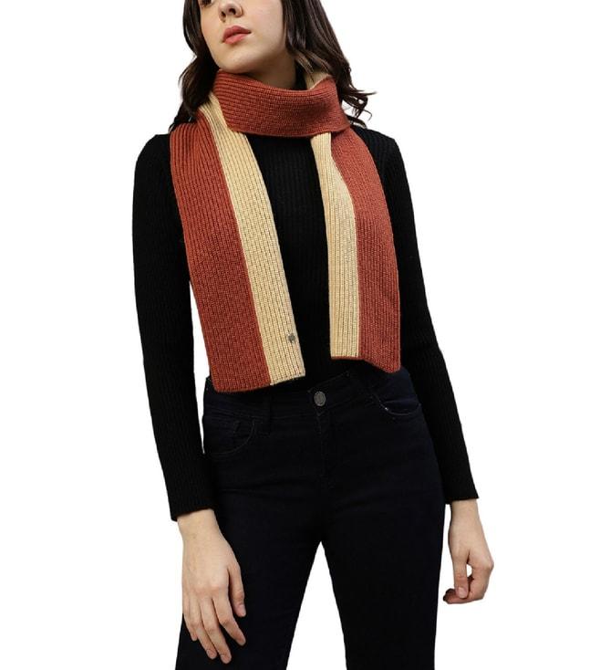 iconic rust & beige fashion woven scarf (one size)