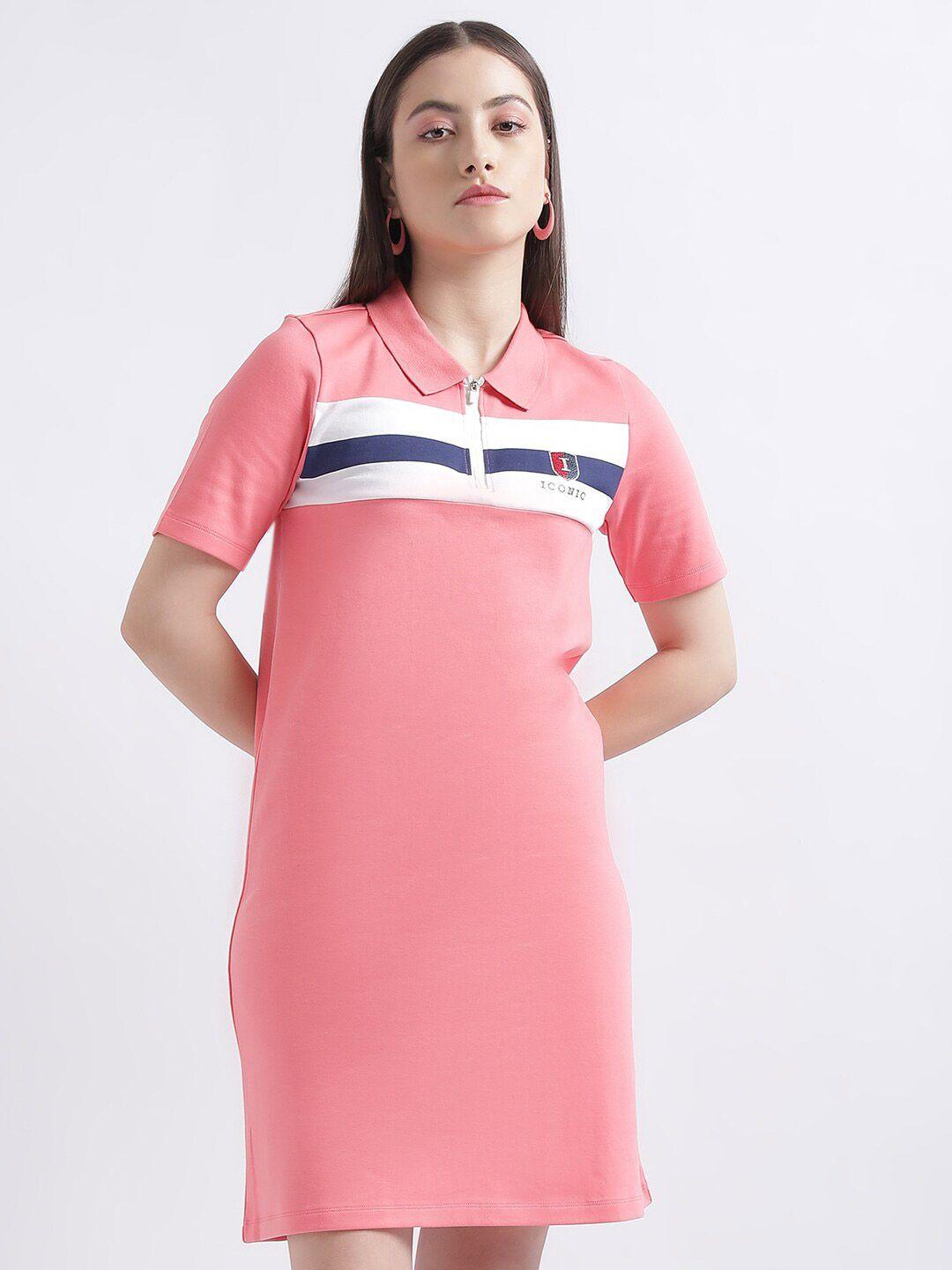 iconic striped polo collar tshirt dress