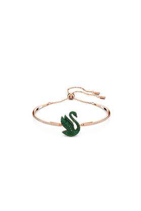 iconic swan bangle swan green rose gold-tone plated