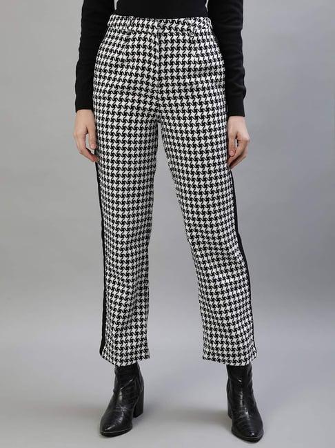 iconic white & black houndstooth pattern trousers