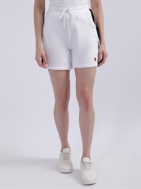 iconic white cotton color-block shorts