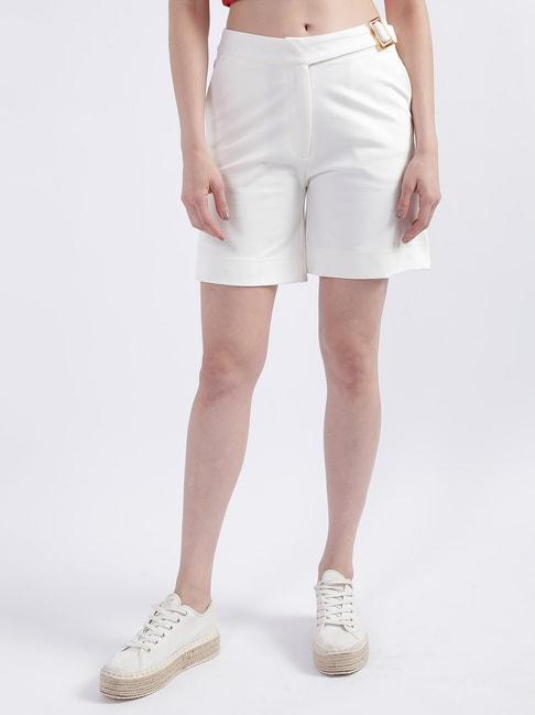 iconic white textured pattern shorts