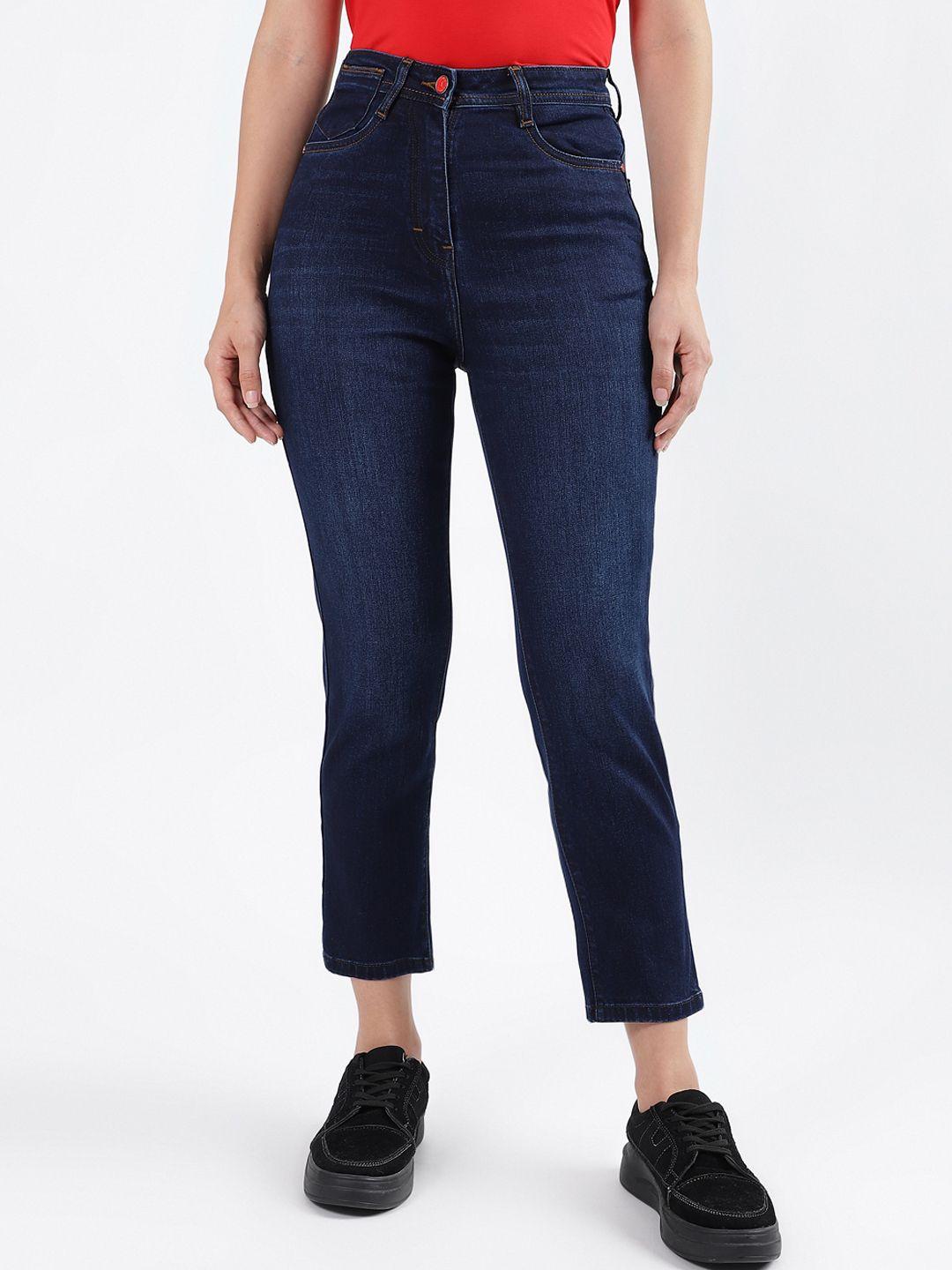 iconic women straight fit mid-rise light fade stretchable jeans