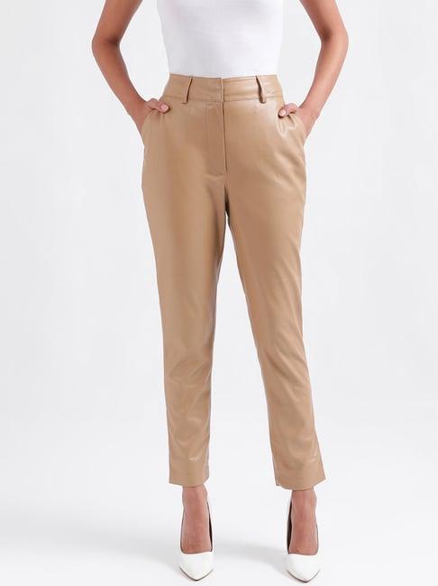 iconic beige mid rise trousers