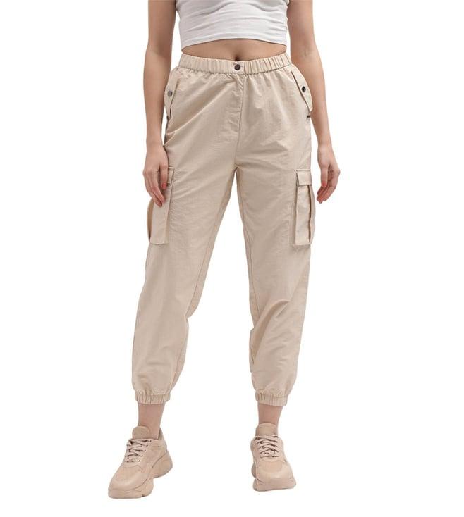 iconic beige regular fit cargo trousers