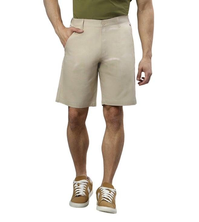 iconic beige regular fit shorts