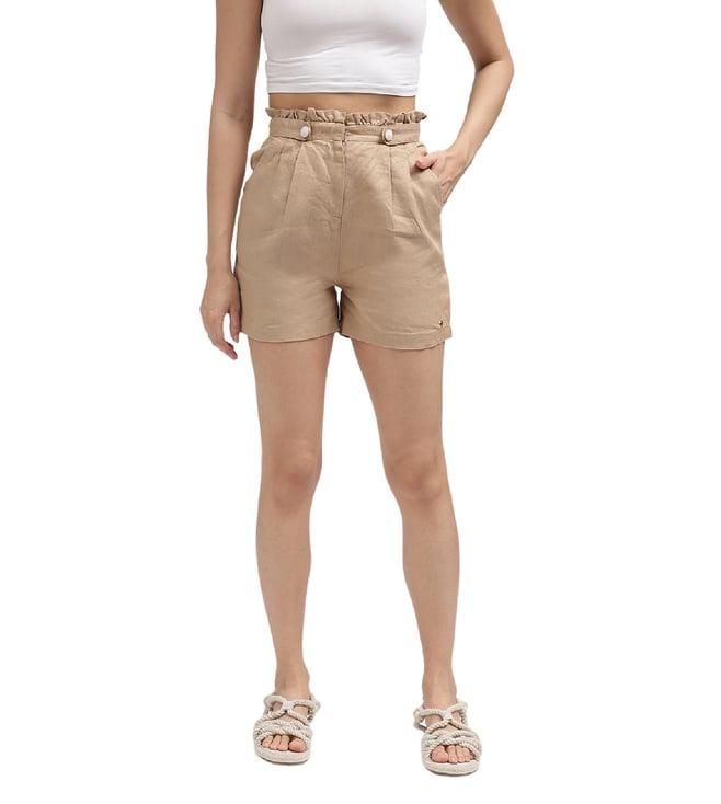 iconic beige regular fit shorts