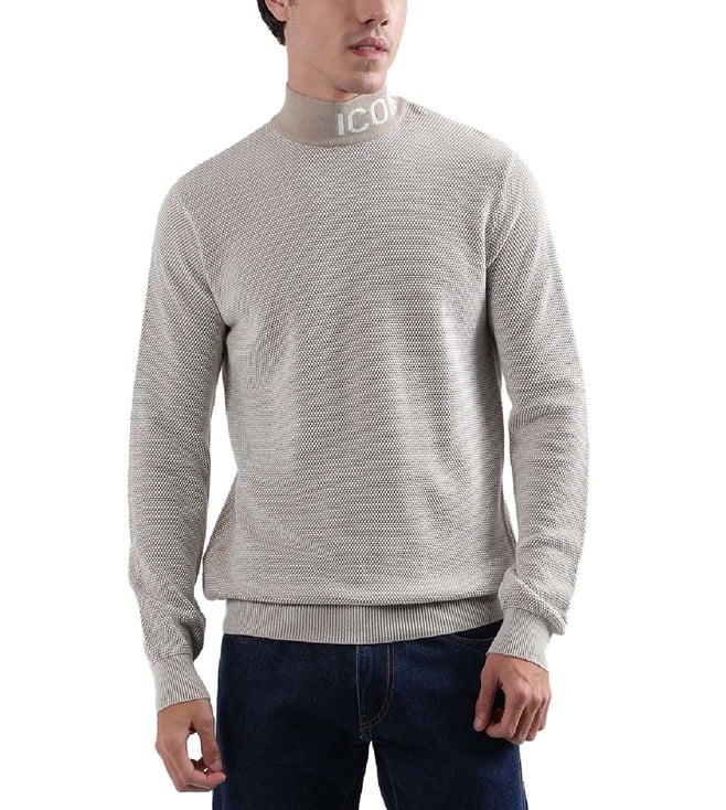 iconic beige regular fit sweater