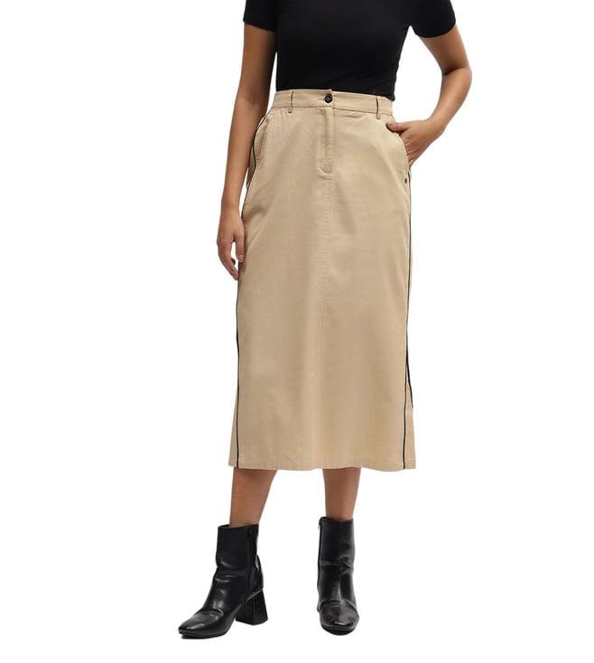 iconic beige straight fit skirt