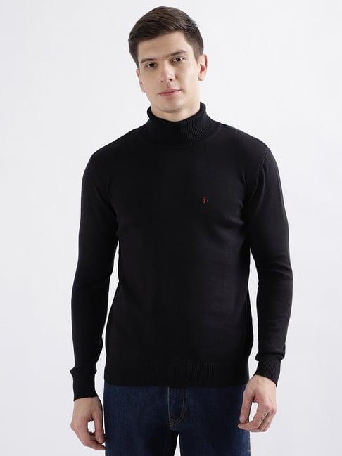 iconic black cotton regular fit sweater