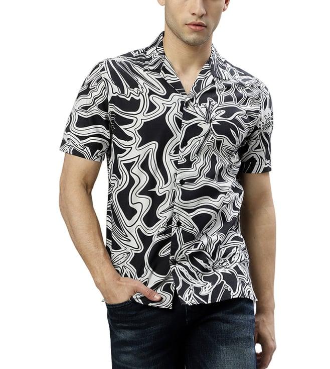 iconic black floral print regular fit shirt