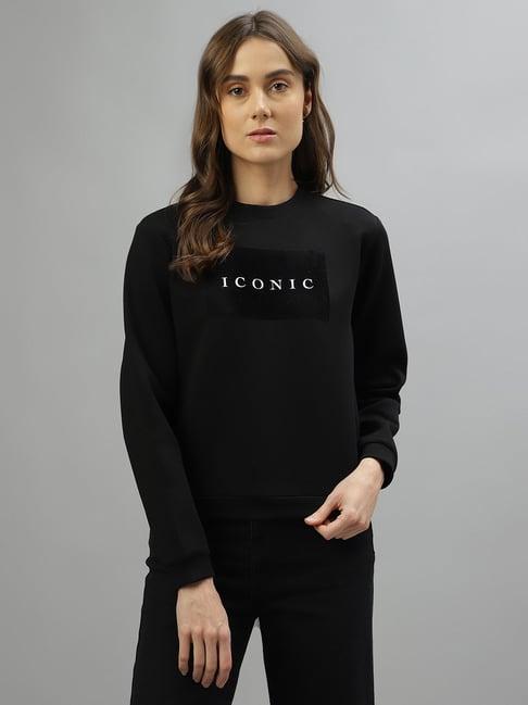 iconic black logo print sweatshirt