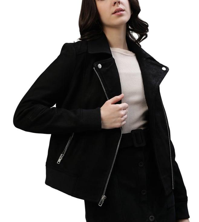 iconic black regular fit casual jacket