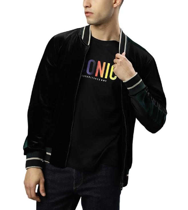 iconic black regular fit casual jacket