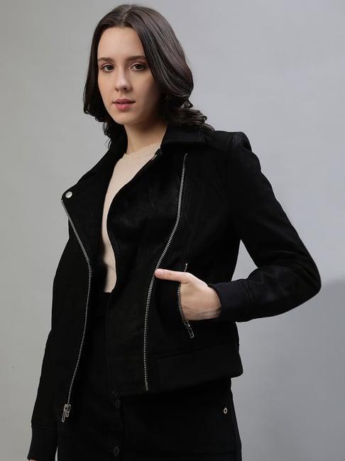 iconic black regular fit jacket
