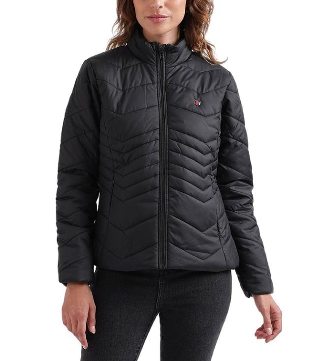 iconic black regular fit puffer jacket